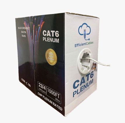 NewYork Cables Cat6 Plenum 1000ft Cable - CMP 550MHz 23AWG UTP - Blue - Easy Pull Box